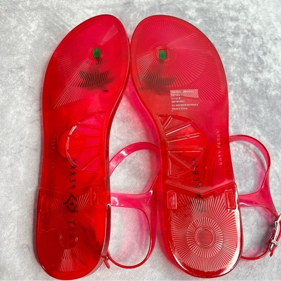 KATY Perry Womens The Geli-Pvc Ankle Strap Palm Tree Sandals Red Size 11 - Picture 8 of 9